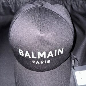 Balmain logo- Embroidered Cotton Hat $285 one size